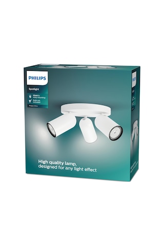 Philips myLiving Pongee Tavan/Duvar 3'lü Beyaz Spot Lamba GU10 Duy (Ampul birlikte verilmez)