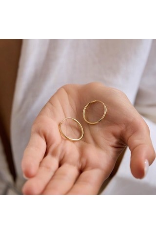 14k Altın Halka Küpe 1,2 Mm 2.8 Cm Gizli Kilit T14301 Renkli