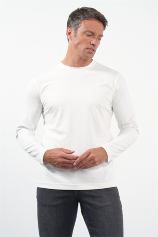 İmza Beyaz Bisiklet Yaka Uzun Kol Örme Standart Fit Esnek Sweatshirt 1013260150