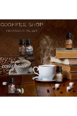 Salking Caf Uçucu Yağ Seti, 6 X 10 Ml Aroma Terapi Koku Yağları, Difüzör Ve Nemlendiriciler İçin