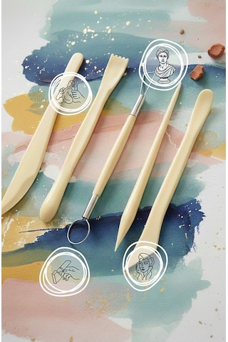 Plastik Ebeşuar Modelleme Seti 5 Li 1 Paket Plastik Kil Seramik Oyma Modelleme Modelaj Seti Heykel Oyma