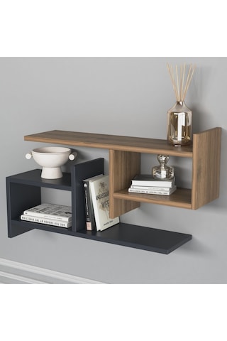 Hisar Plus Duvar Rafı Antrasit Ceviz