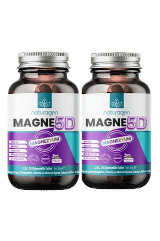 Naturagen Magne5d Magnezyum Kompleksi 200mg 2x30 Çiğnenebilir Tablet Nane & Limon Aromalı