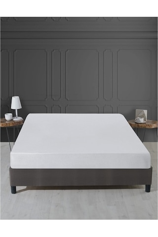 Elçinonline Sıvı Geçirmez Micro Fitted Çift Kişilik Yatak Alezi Beyaz