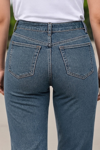 Cedy Denim Cedy Denım - Kadın Büyük Benden Boru Paça Yüksek Bel Regular Fit Likralı Pantolon C626 Mavi