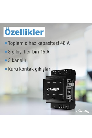 Shelly Pro 3 Dın Ray 3 Kanal Akıllı Röle