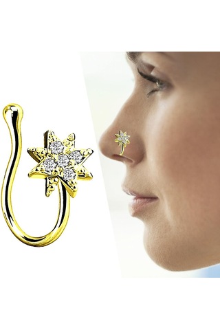 Homyl Sahte Burun Halkaları 18g Dudak Kulak Septum Altın