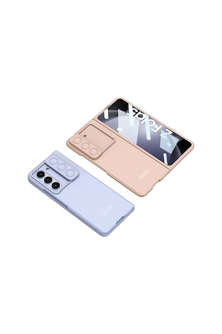 Samsung Uyumlu Galaxy Z Fold 5 Kılıf Kamera Korumalı Zore Kıpta Sürgülü Kapak Siyah