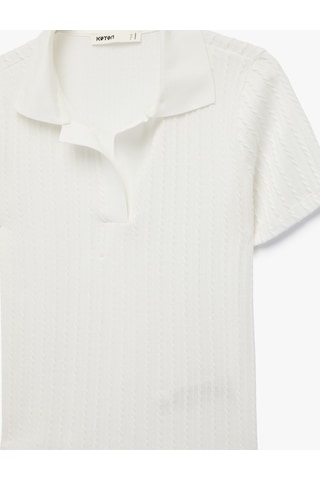 Koton Slim Fit Kısa Kollu Dokulu Polo Yaka Tişört Beyaz 6sak50001ek Beyaz