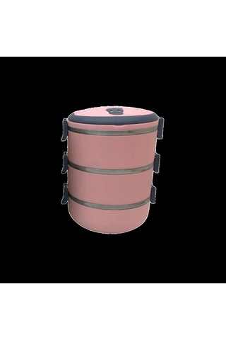 3'lü 1.8l Sefer Tası Saklama Kabı - Açık Pembe Çok Renkli