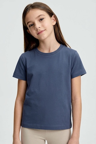 Standart Fit Basic O Yaka 3lü Paket Lacivert-bej-koyu Mavi Unisex Çocuk T-shirt - 11328 Lacivert - Beyaz