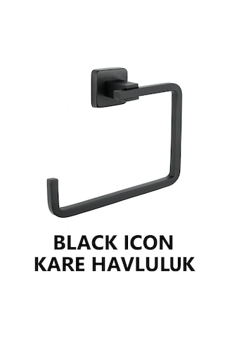Black İcon Kare Havluluk Siyah