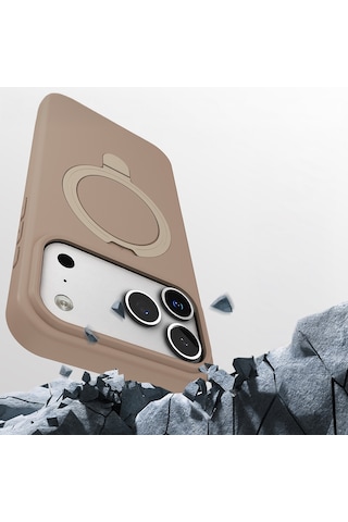 Apple Uyumlu iPhone 17 Pro Max Kılıf M-safe Şarj Özellikli Standlı Zore Samara Kapak Lila