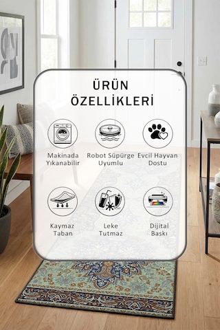 A-12 Dijital Baskılı Kaymaz Yıkanabilir Yolluk Vizon