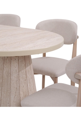 Bohem Travertan Norte Açılır Yemek Masa Sandalye Takımı 90x160cm