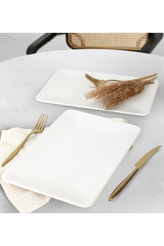 Keramika Mat Beyaz Siera Kayık Tabak 31 Cm 2 Adet