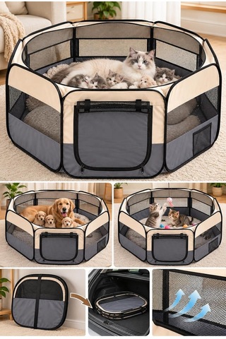 Xl Katlanabilir Kedi Köpek Doğum Çadırı Oyun Alanı 114x114x58 Cm