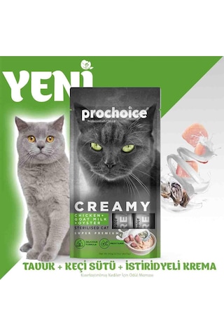 Pro Choice Creamy Kısırlaştırılmış Tavuklu Keçi Sütlü Sıvı Kedi Ödülü 4 x 15 G