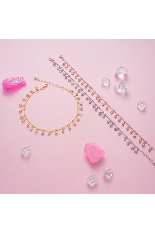 925 Ayar Gümüş Sallantılı Zirkon Taşlı Hal Hal Altın