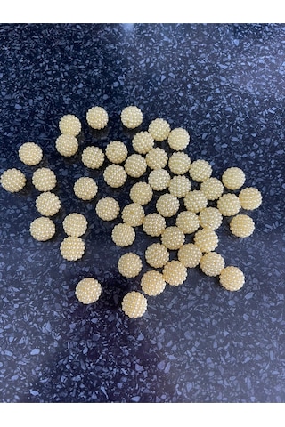 Delikli Inci Boncuk Sarı Renk 1 Paket 50 Adet 1 Cm