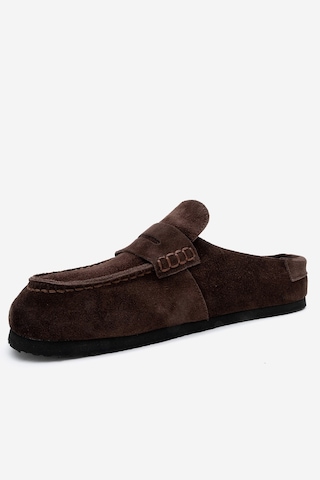 Luvishoes Luvi Shoes Prıva Kahverengi Süet Hakiki Deri Kadın Terlik Kahverengi