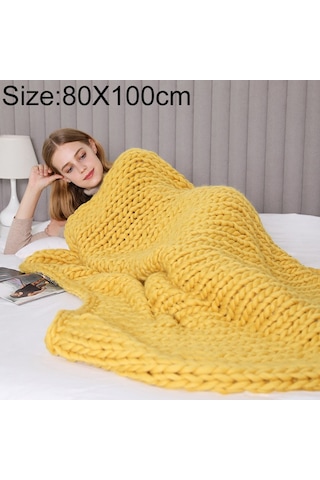 Sones Moda El Yapımı Polyester Battaniye, Boyut: 80x100cm Sarı