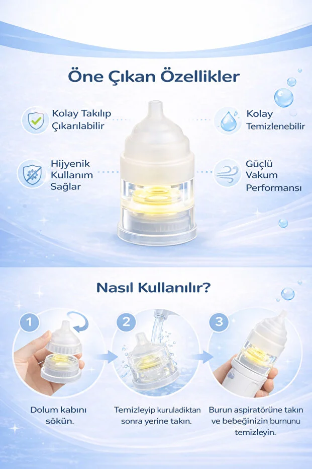 Babyforce Bf-45 Burun Aspiratör Uyumlu Dolum Kabı Kolay Temizlenebilir Hijyenik Hazne