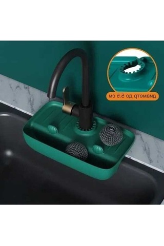 Besthome1 Silikon Lavabo Düzenleyici Seti - Su Sıçramayı Önleyen Pratik Aksesuar Yeşil Yeşil