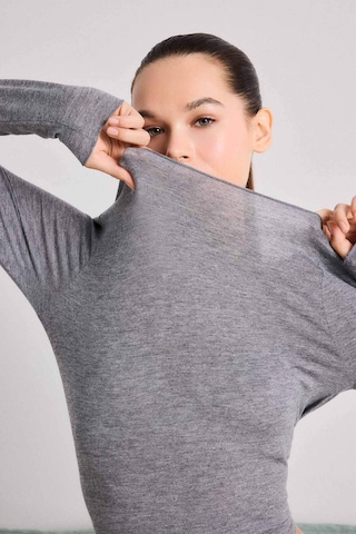 Defacto Modal Kaşmir Yumuşak Dokulu Kayık Yaka Uzun Kollu Üst-fall İn Love F2264ax25augr377 Gri