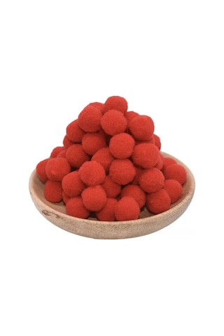 100'lü 2 Cm Kırmızı Pompom Yumuşak Ponpon Peluş