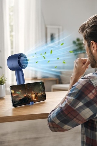 Premium Şarjlı El Vantilatörü F32 Lacivert Masa Fanı Mini Vantilatör Kişisel Fan