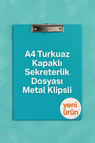 A4 Turkuaz Kapaklı Sekreterlik Dosyası Metal Klipsli