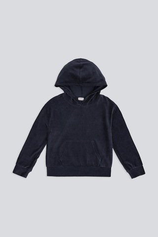 (KIDS GIRL) KADİFE KAPÜŞONLU SWEATSHIRT LACİVERT Lacivert