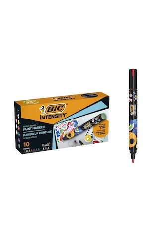 Bıc Intensity Akrilik Boya Kalemi 10'lu Set Cam Ahşap Taş Metal Kumaş Üzerine Yazan Marker
