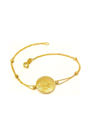 Altın Ürünler Reşat Çeyrek Altınlı Forse Zincirli Künye Bileklik Altın Sarı Altın