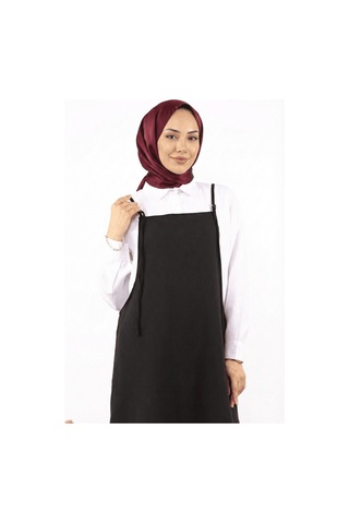 Unika Boutique Tesettür Askılı Jile Elbise Dokuma Siyah