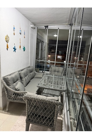 Kaş 3+1+1+masa Rattan Bahçe Balkon Mobilyası Gri