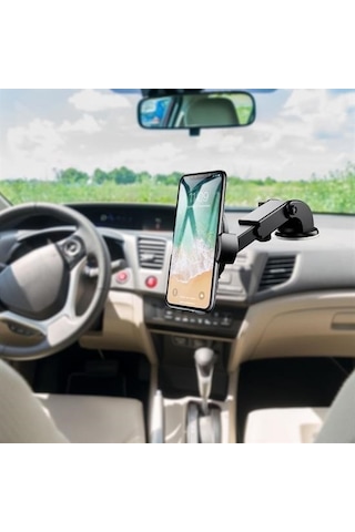 Buffer 360 Derece Dönen Torpido Üstü Uzunluk Ayarlamalı Vantuzlu Teleskopik Araç Telefon Tutucu -m11