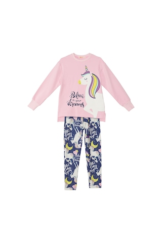 Denokids Mshb&g Unicorn Kız Çocuk Sweatshirt Tayt Takım Gülkurusu