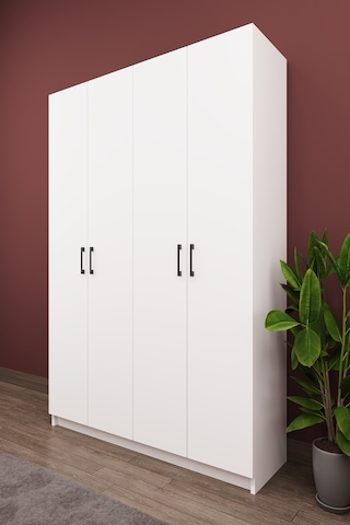 Asra Trend Vestiyer & Portmanto V-08 %100 MDF 4 Kapaklı Geniş Ayakkabılık Beyaz