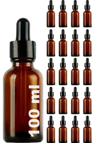 Afracam Amber 100 Ml Kapaklı Dropper Damlalık Cam Şişe 20 Adet Siyah