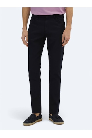 Lacivert Düz Dokuma Regular Fit Casual Pamuk Karışımlı Pantolon Lacivert