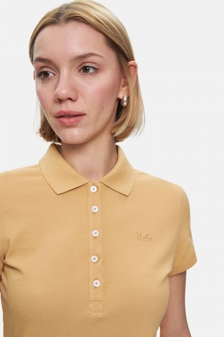 Shaver Kahve Polo Yaka Nakışlı Standard Fit Kadın Tshirt Kahve