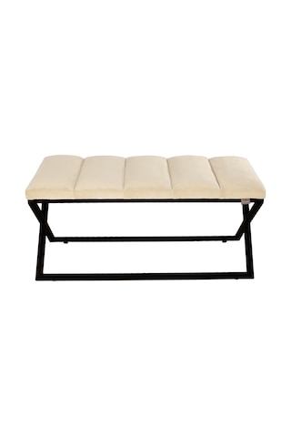 Varcera Black- Krem Dilimli Model Puf & Bench & Koltuk & Oturma Bankı & Yatak Odası Önü