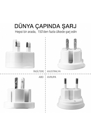 Universal Seyahat Adaptörü Dünya Priz Dönüştürücü 150+ Ülke Uyumlu Eu Us Uk Aus Kompakt Uluslararası Fiş Adaptörü