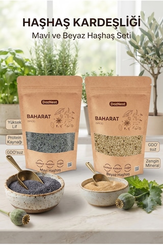 Doznest Haşhaş Kardeşliği: Mavi Haşhaş 1 Kg Ve Beyaz Haşhaş 1 Kg