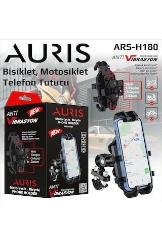 H180 Titreşim Önleyici Damperli Motosiklet Telefon Tutucu Gidona Bağlantılı Bisiklet-e Scooter Mat Siyah
