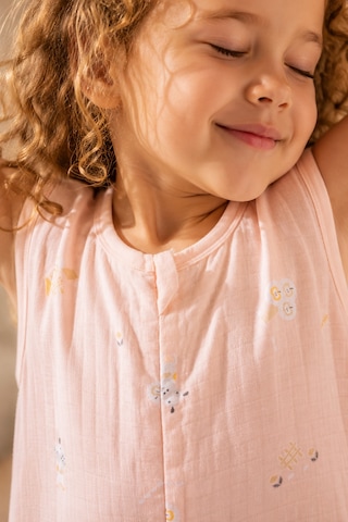 Babyhola Yazlık Müslin Çocuk Uyku Tulumu 1-8 Yaş Unisex Kısa Kollu %100 Pamuk 2703 Pembe
