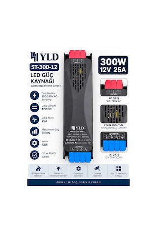 St-300-12 300w 12v 25a Slim Led Güç Kaynağı Led Trafo Switching Power Supply