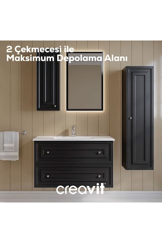 Creavit Kayra Lavabo Dolabı Çekmeceli 100cm Mat Antrasit Mat Antrasit